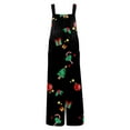 thumbnail image 5 of Women's Retro Christmas Print Sleeveless Button Jumpsuit - Fashion Casual One-Piece, Black Size L, 5 of 6
