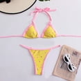 thumbnail image 6 of Odeerbi Sexy Two Piece G-Strings Bikini Set for Women High Cut Swimsuit Halter Triangle Beachwear Bathing Suit Fashion Casual High Waist Slim Soft Binding Swimwear Sets Pink, 6 of 7