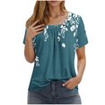 thumbnail image 1 of Camisetas de Cuello Redondo Impreso Gradiente de las Mujeres, Manga Corta Casual Top para el Uso Diario, 1 of 7