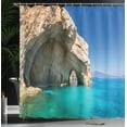 thumbnail image 4 of Ambesonne Marine Shower Curtain, Sea Cave on Zakynthos, 69"Wx84"L, Tan Pale Blue, 4 of 5