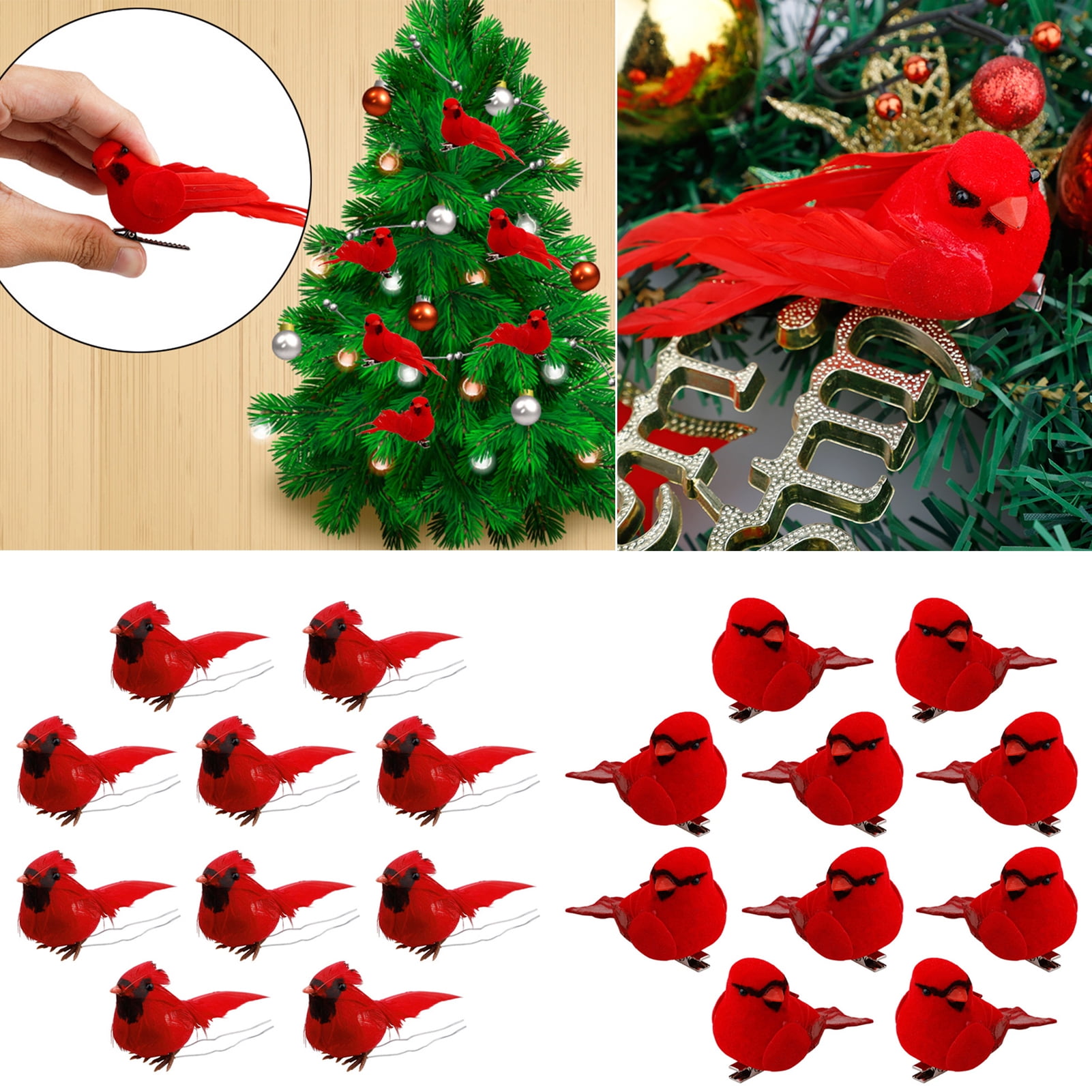 Walbest 10pack Christmas Cardinal Birds, Artificial Red Christmas