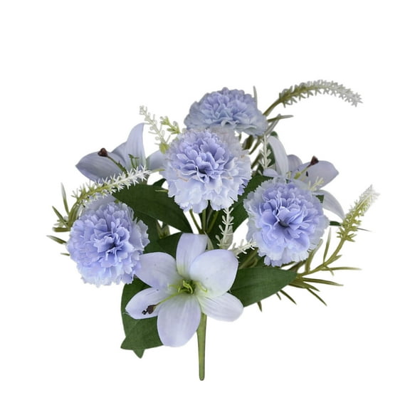 Hiroekza Artificial Flower - Carnation, Madonna Lily Outdoor Fake Flowers Faux Outdoor Flowers Real Looking Artificial Flowers for Wedding Home Decoration Handheld Wall 25cm Blue