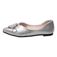 thumbnail image 6 of Flat Shoes for women Metal Chain Pointed Toe Ballet Shoes Slip on Work Business Dress Shoes Casual Soft Walking Shoes Silver Size 9.5, 6 of 6