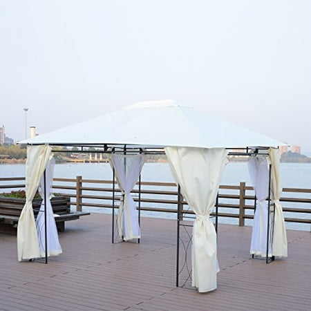 Outsunny Event Patio Gazebo With Mesh Drapery And Curtains Cream Outsunny Event Patio Gazebo With Mesh Drapery And Curtains Cream White