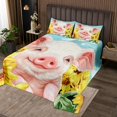 thumbnail image 2 of Erosebridal Cute Rabbit Bear Coverlet Set Queen, Patchwork Animal Bedding Set, Pink Buffalo Decor, 2 of 5
