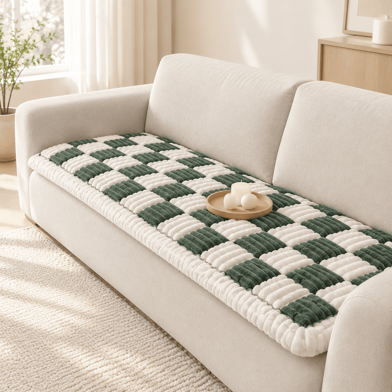 Dark Green 27.5 x 70.86 inch Plush Pet Sofa & Chair Protector