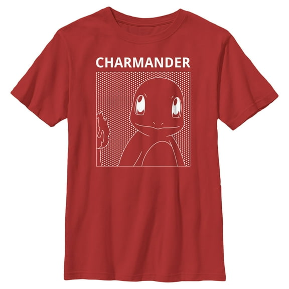 Boy's Pokemon Charmander Line Art Graphic Tee Red X Large