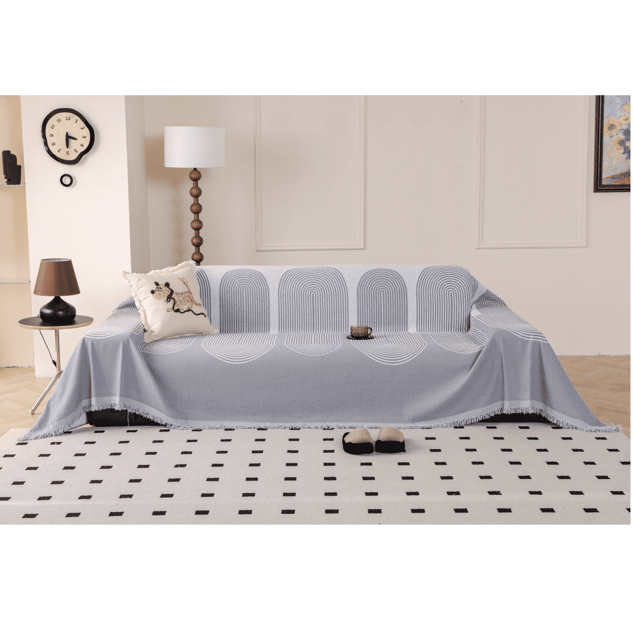 NAYOROOM Artistic Gray Sofa Cover，Couch Cover Protector Slipcover Sofa Towel Furniture Cover for Living Room（71"x 134" X-Large）