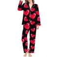 thumbnail image 2 of Xmyrz Valentine's Day Womens Pajama Sets Stylish Recreation Heart Shaped Printed Long Sleeved Pants Set Sleepwear Pj Outfit Sets, 2 of 5
