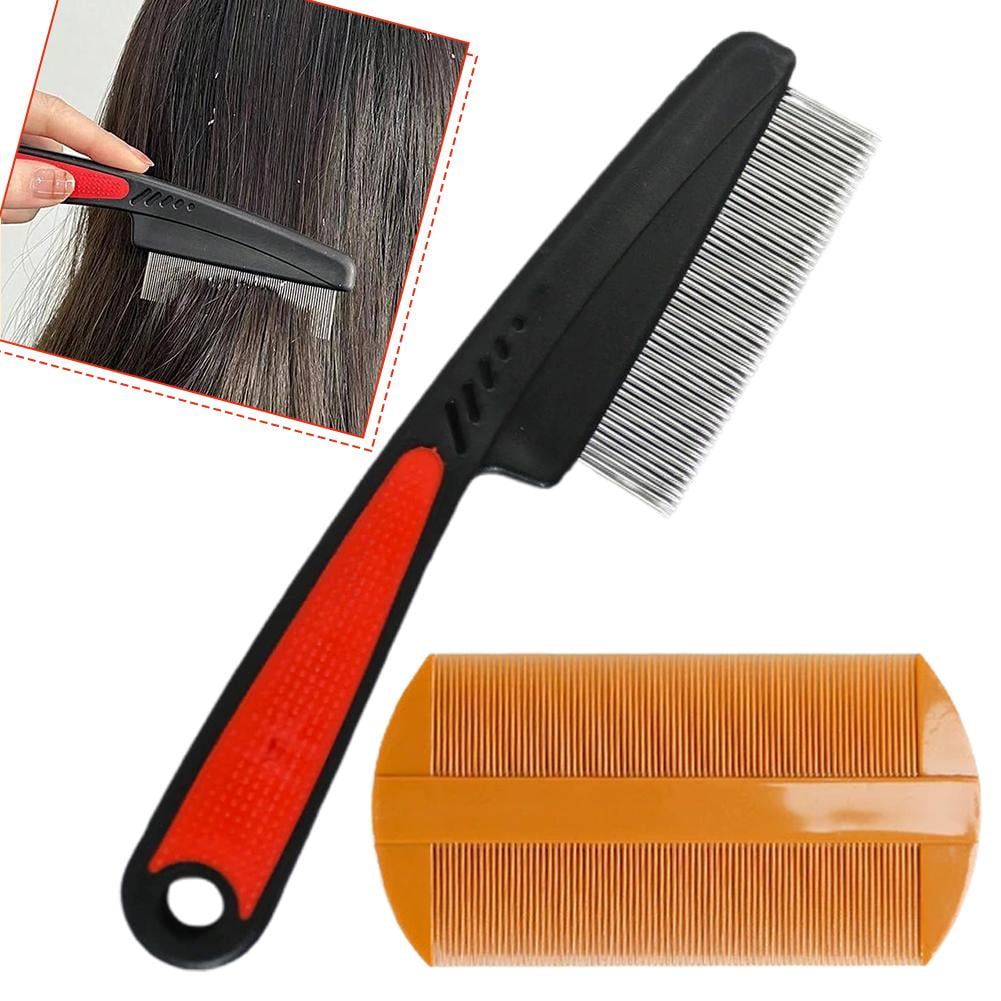 Dandruff Comb Fine Tooth Scalp Detox Comb Lice, for Women & Men, Stainless Steel Scalp Detoxing, Sweep & Massage Hair Brush Tool for Hai-r Care, for Maintaining Human Hair & Pet Fur