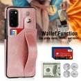 thumbnail image 3 of Dteck for Samsung Galaxy S20 Wallet Card Case, Shockproof Premium PU Leather Soft TPU Business Cover with Wrist Strap Kickstand Flip Stand Protection Case, rosegold, 3 of 7
