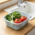 thumbnail image 6 of VVQ Large Plastic Vegetable Basket, 12.2x9.45x3.15 Inch Multipurpose Kitchen Storage Basket for Produce Bread, Sturdy Rectangular Colander with Holes for Pantry Counter Fridge, Blue, 6 of 6