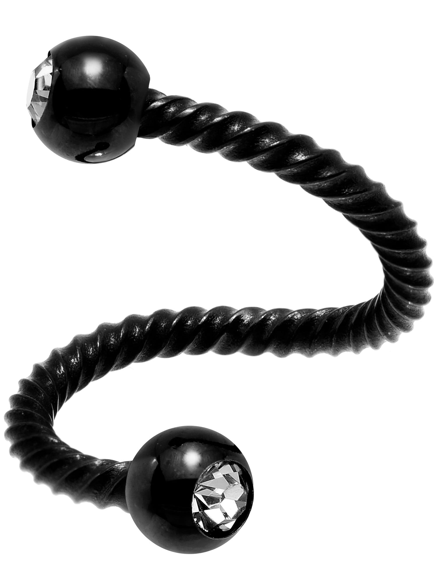 Body Candy 14G Black PVD Steel Twisted Clear Accent Spiral Twister