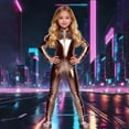 thumbnail image 4 of HXWCHs Elegant Court Style Jumpsuit Glossy Leather Unisex Full Bodysuit for Carnival Party Performance 7-8 Years Brown, 4 of 5