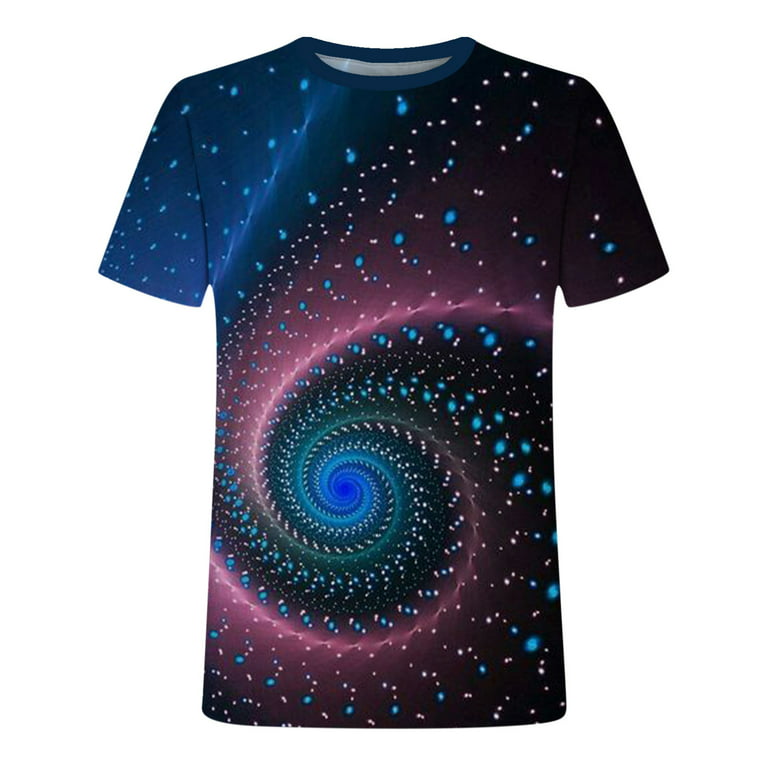YYDGH 3D Shirts Print T Shirt for Mens Printed Tshirt Graphic Tees Short  Sleeve Crewneck T-Shirts with Designs Streetwear(2#Dark Blue,3XL) 