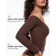 thumbnail image 4 of Top INLYRIC Inbarely Suave con hombros descubiertos y manga larga para mujer, 4 of 6
