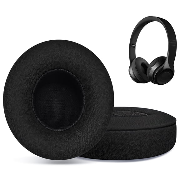 HAOMUK Replacement Ear Pads for Beats Solo 2 & Solo 3 Wireless On-Ear Headphones, Ear Cushions, Headset Earpads, Ear Cups Cover with Soft Protein Leather-Black