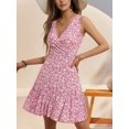thumbnail image 5 of Women's 2025 New Summer Sleeveless Sexy Wrap V Neck Floral Sundress Mini Dress, 5 of 13