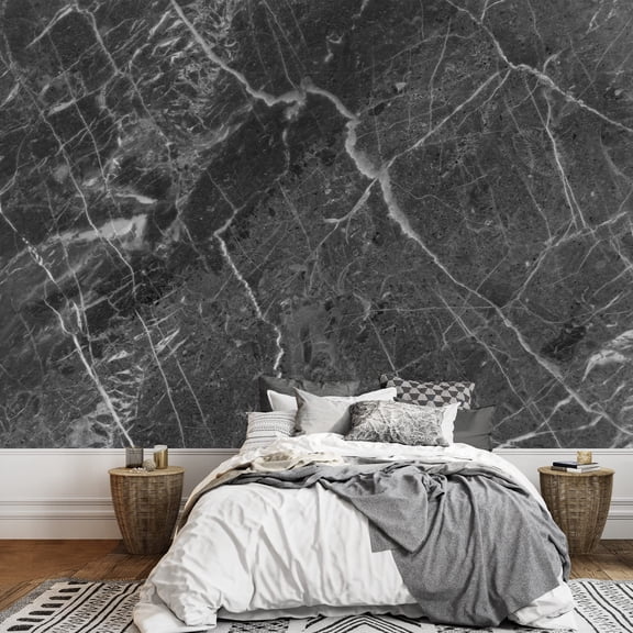 wall26 - Black Marble Texture (High Resolution Core Tissue) - Removable Wall Mural | Self-Adhesive Large Wallpaper - 100x144 inches