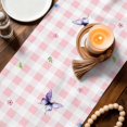 thumbnail image 4 of Table Runner - 70 Inch Long, Spring Gnomes Kitchen Dining Table Runner Dresser Scarves, Botanical Flowers Leaf Pink Buffalo Check Farmhouse Decor for Coffee Tables Wedding Party Banquet, 4 of 8