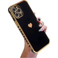 thumbnail image 1 of Compatible con iPhone 13, funda de 6,1 pulgadas con diseño de corazón enchapado, divertida y linda funda de TPU suave con patrón pequeño en el lateral, anticaída, a prueba de golpes, para cámara, 1 of 4