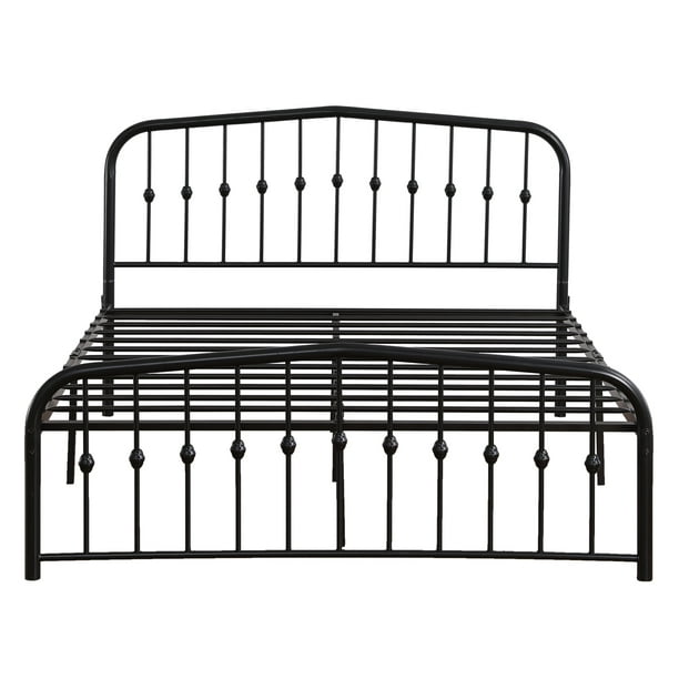 Black Metal Bed Frame Full Size With, Metal Bed Frame With Curved Headboard