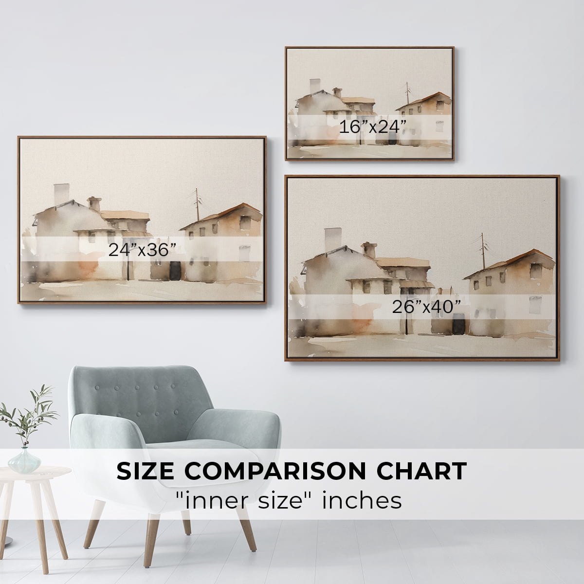 Vintage Landscape-XI By Wexford Home Framed in Walnut Wood Gallery Wrapped Canvas 27 in. x 41 in.