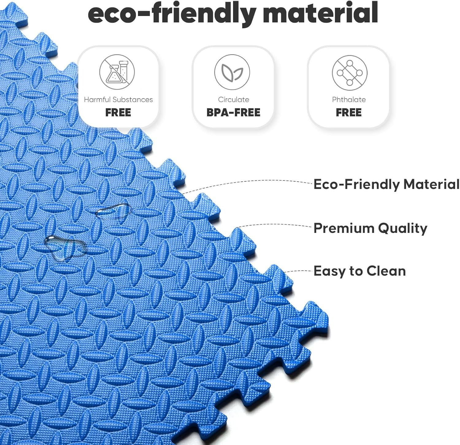 Home Gym Mat, Puzzle Exercise Mat, EVA Interlocking Foam Floor Tiles for Home Workout Equipment and Kids' Play Areas - Blue, 24 in x 24 in x ½ in - 12 Tiles (Blue, 12 Pack 48 sq ft)