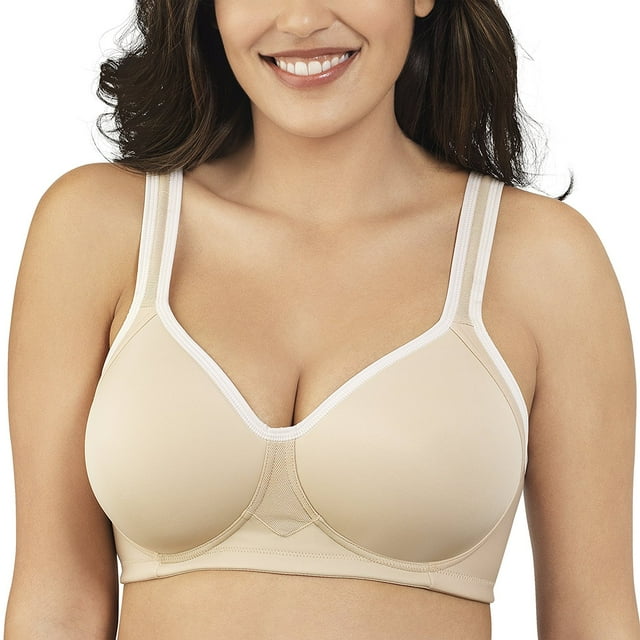 Vanity Fair Womens Sports Full Figure Wirefree Bra, 42C, Damask Neutral
