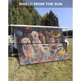 thumbnail image 3 of 4th of July RV Awning Sun Shade Screen 9'X15.3' Patriotic Dog Cat Mesh Sunscreen Red White and Blue Star Fireworks Awning Shade Screen with Zipper UV Blocker Completed Kits for RV Motorhome Camper, 3 of 7