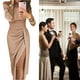 thumbnail image 5 of Vestidos de fiesta con hombros descubiertos y abertura alta para mujer, vestido ajustado de noche de manga larga, 5 of 5