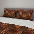 thumbnail image 2 of Geometric Comforter & Sham Bedding Set, Style Geometric Folk Design Geometric Floral Motifs Print, 3 pcs Duvet Set Microfiber Filling Quilt, 5 Sizes, Pink Green and Brown, by Ambesonne, 2 of 4