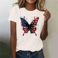 thumbnail image 5 of Womens 4Th Of July Summer Tops for Womens，Summer American Flag Printed T-Shirt Round Neck Tee Short Sleeve Top Retro Dressy Tee Shirts Vacation Beach Party Tunics Blouses 2025 Summer, 5 of 7