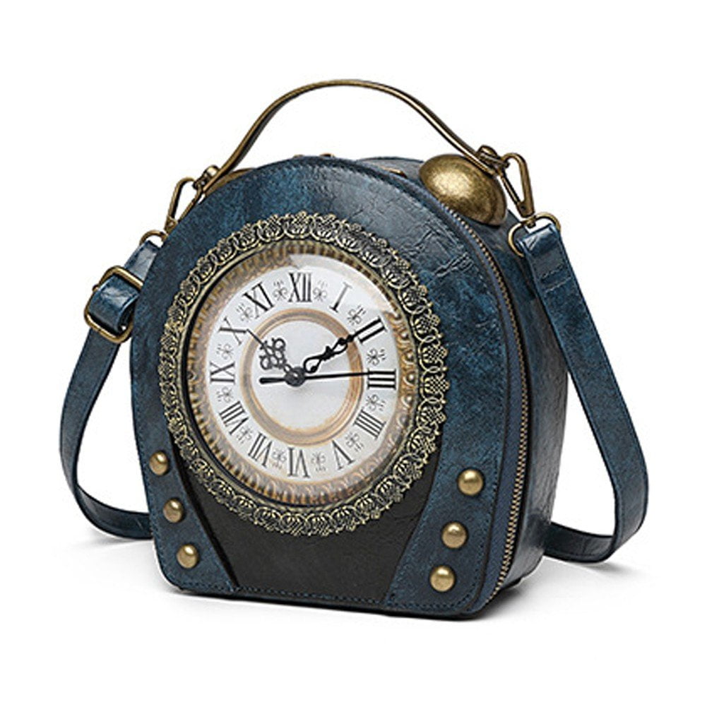 Jiibva Vintage Women's Handbag Clock Watch Bag Fashionable Small Round Bag Fun Fresh Style Crossbody Bag