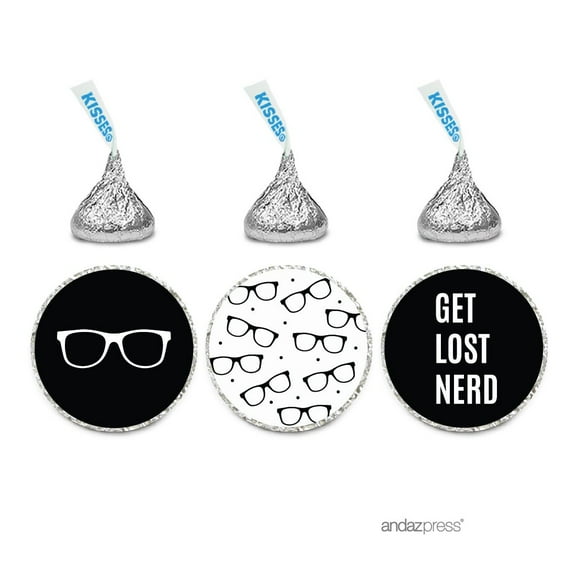 Funny Farewell Retirement Party Decorations, Get Lost Nerd, Chocolate Drop Labels , Hershey's Kisses Favors, 216-Pack