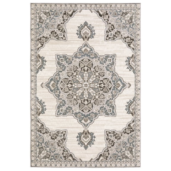 Oriental Weavers Ellington Area Rug - ELL01 - 9'10" x 12'10" - in Brown/ Blue - Vintage Inspired, Stain Resistant, Family and Pet Friendly , Family, Dining, Living Room Rug