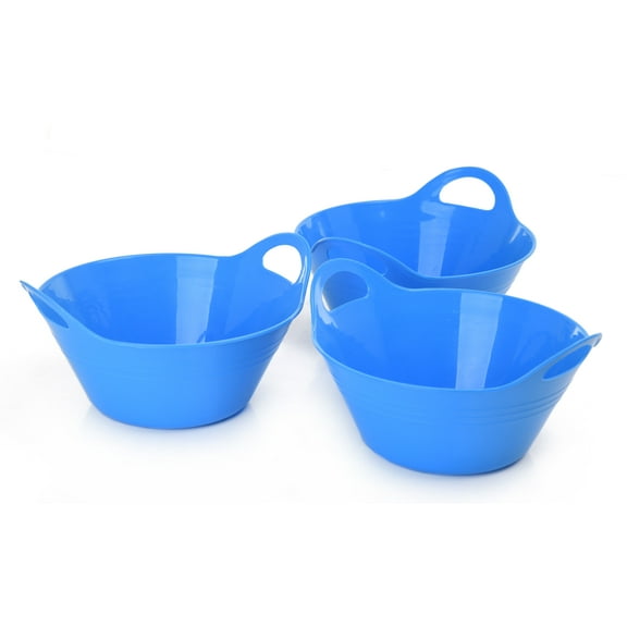 Mintra Home Plastic Bowls with Handles 3 Pack (Small, Blue)