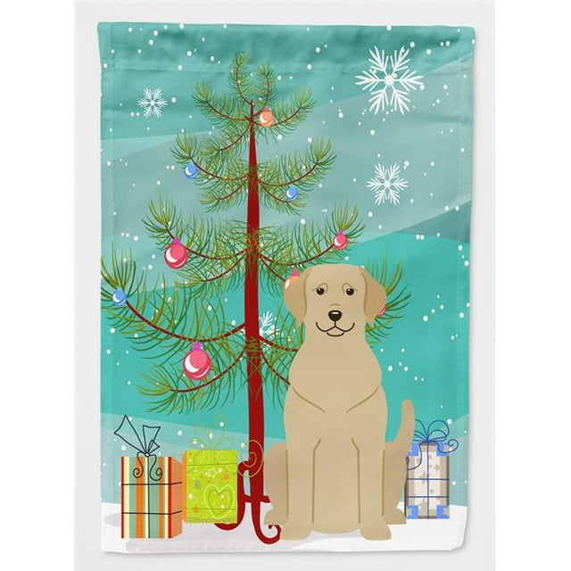 Carolines Treasures BB4180CHF Merry Christmas Tree Yellow Labrador Flag Canvas House Size