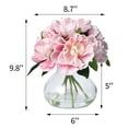 thumbnail image 2 of Peonies Artificial Flowers with Glass Vase, Silk Faux Peony Flower Arrangement with Faux Water, Fake Flowers in Vase for Table Centerpieces, Pink, 2 of 10