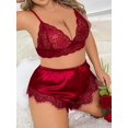 thumbnail image 4 of Plus Ensemble de Lingerie en Satin de Dentelle Contrastante, 4 of 5