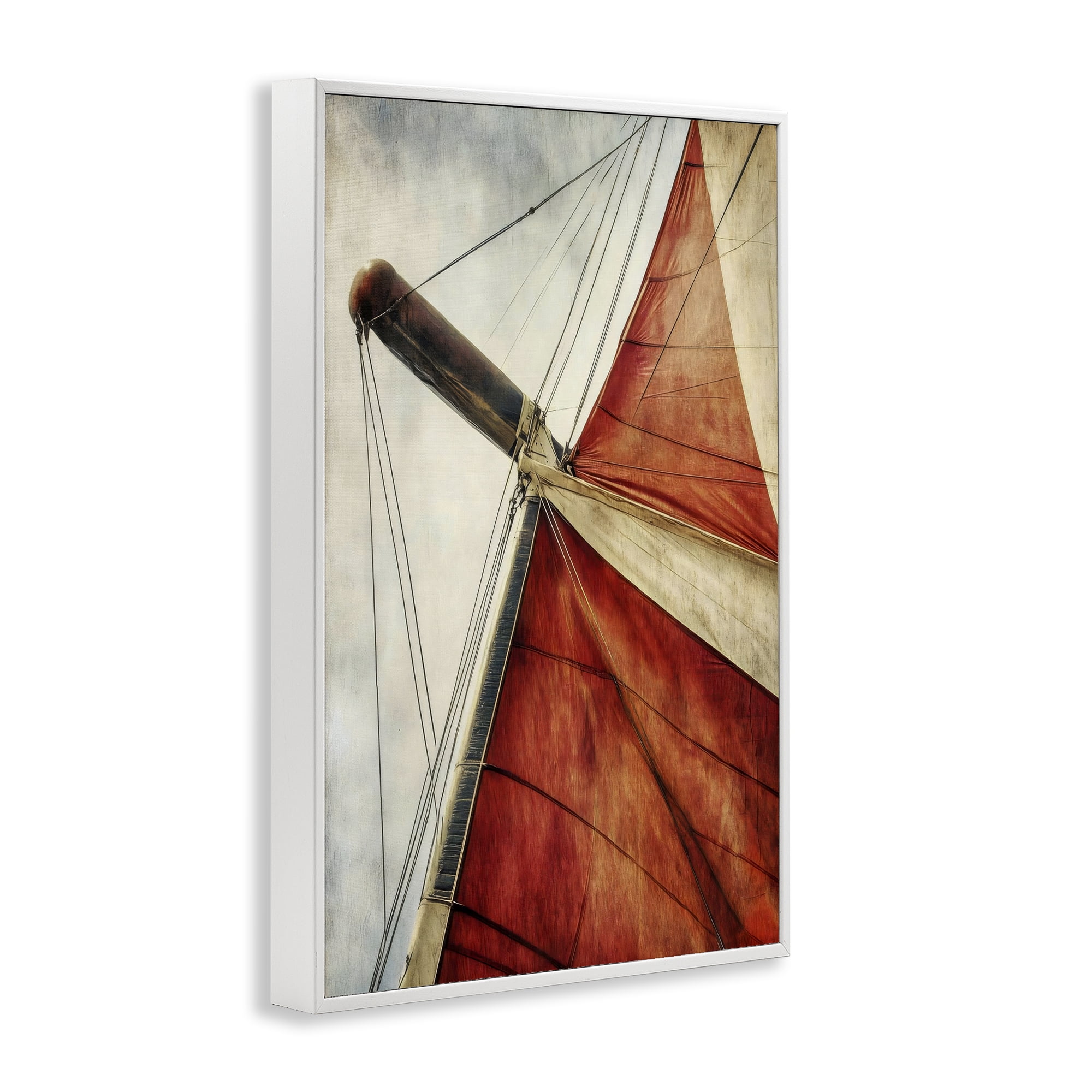 Stupell Industries Red Sail at Sea White Framed Giclee Art, design by Creative Studio