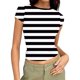 thumbnail image 2 of Xuyuer Print Fitted Pencil Top - Women's Casual Unstructured Round Neck Short Sleeve Shirt Matching Set for Office Chic Ensembles, Dinner Date Nights & Modern Separates Wardrobe Styling, 2 of 5