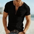 thumbnail image 2 of YLSDY Men's Ribbed Half Zip Henley T-Shirt with Chest Pocket Casual Slim Fit Tee Black S, 2 of 6