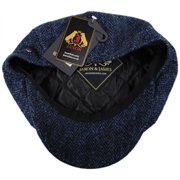 Harris Tweed Skye Wool Newsboy Cap - M - Blue/Black