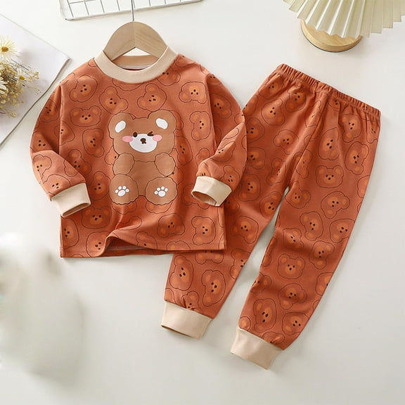 TAGOLD Kids Toddler Casual 2 Piece Outfits Set,Boys Girls Long Sleeve Winter Sets,Fashion Girls And Boys' Casual Long Sleeve Round Neck Collar Botton Printed Long Pants Sets,9 Months