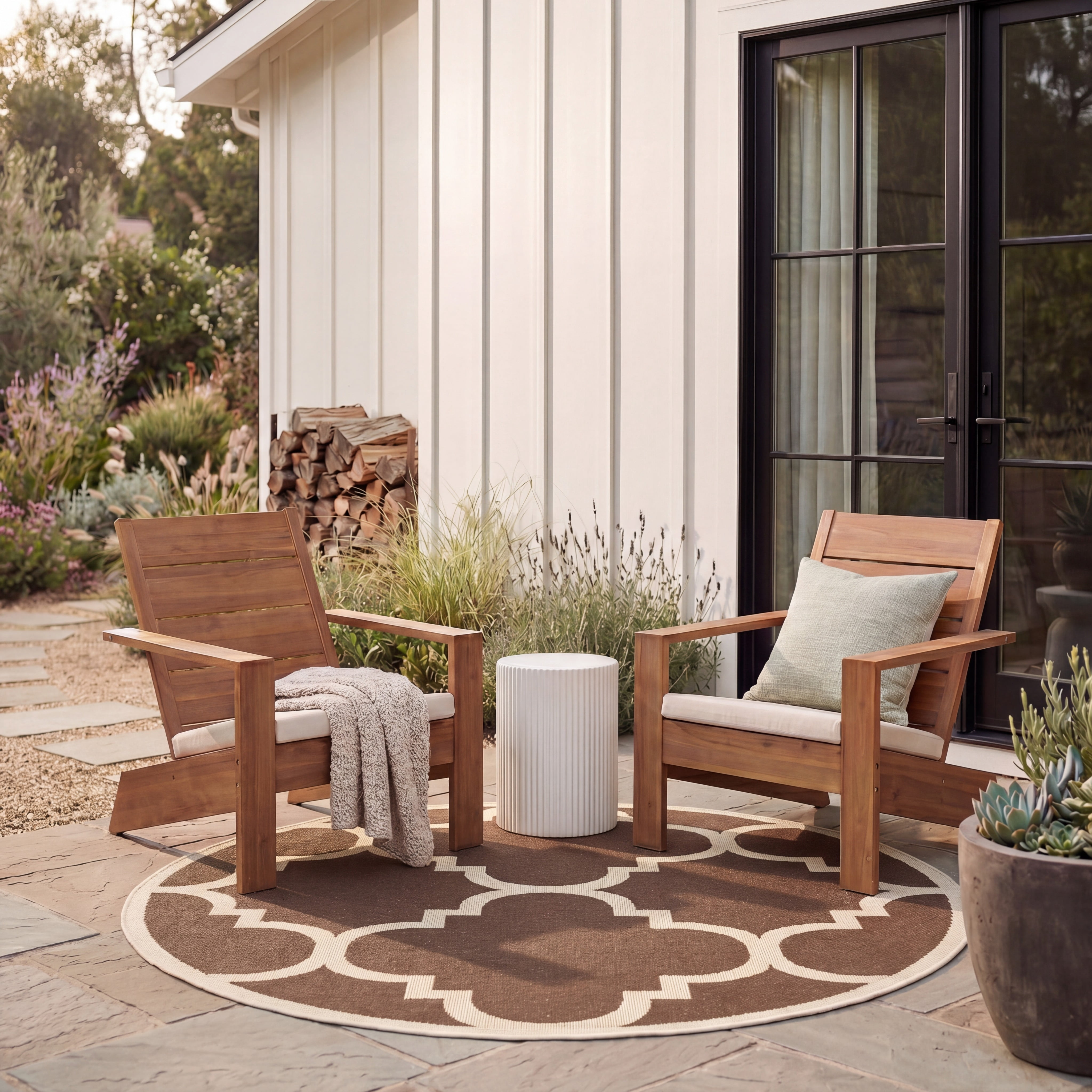 Safavieh Courtyard Becky Geometric Indoor/Outdoor Area Rug, Dark Brown, 7'10" x 7'10" Round