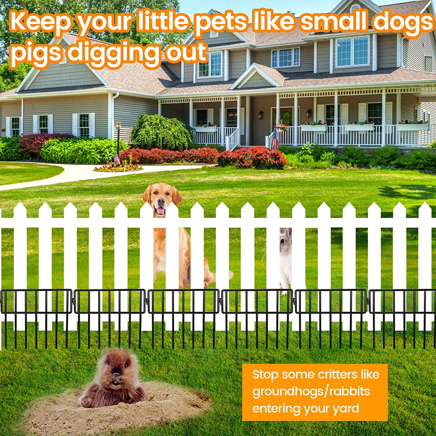 Black Animal Barrier Fence 24 Pack 12in x12in No  Garden Decorative Metal Fencing for Dogs Rabbits