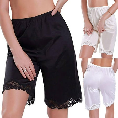 US Women Lace Safety Short Pants Skirt Under Briefs Shorts Slips Ice Silk (Best Shorts For Under Dresses)