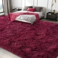 thumbnail image 4 of ZENELESS Fluffy Rug for Bedroom,8x10ft Wine Red Anti-Skid Shaggy Carpet Perfect for Living Room, Bedroom, 4 of 8