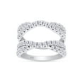 thumbnail image 5 of 1.00 CT Round Cut White Cubic Zirconia Enhancer Double Guard Ring In 14K White Gold Plated Sterling Silver (Color: White, Clarity: VVS1-VVS2, 1.00 Cttw) -4, 5 of 9